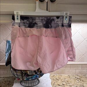 MPG Pink Athletic Shorts with Gray Camo Waistband